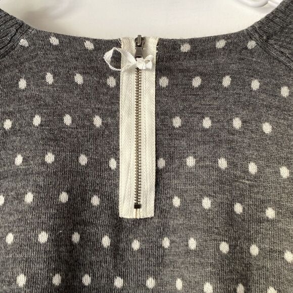 Loft Wool Blend Gray Crew Neck Polka dot Sweater Size Large - Picture 10 of 12
